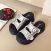 Summer new muffin thick-soled outer wear one-word slippers women's casual fashion with skirt beach sandals women's shoes