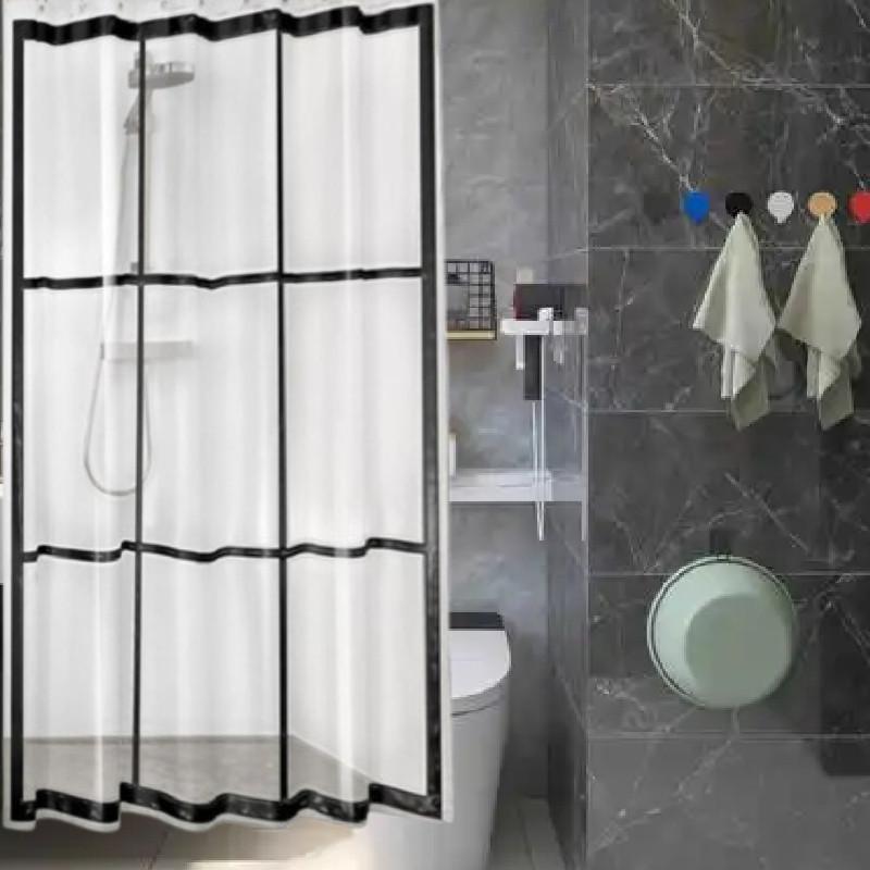Pattern Transparent Checkered Bathroom Shower Curtain Waterproof Partition Tool