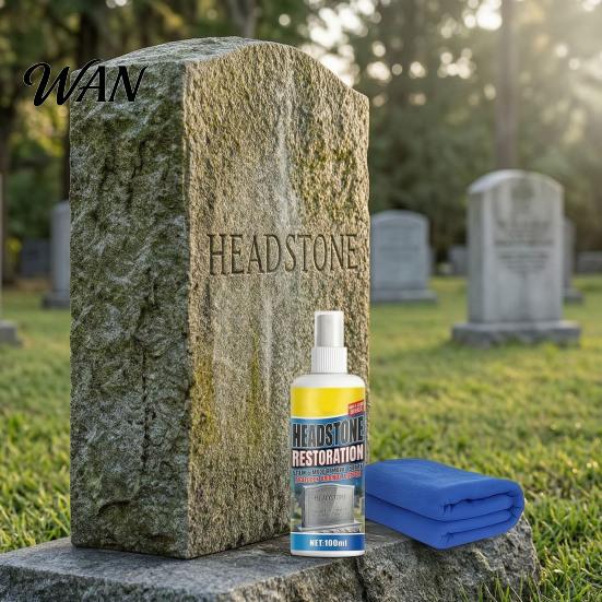 Odplamiacz do kamienia nagrobkowego, Spray do renowacji i czyszczenia nagrobków, Środek do czyszczenia pomników granitowych, marmurowych, pomników cmentarnych, Delikatny sposób pielęgnacji kamienia