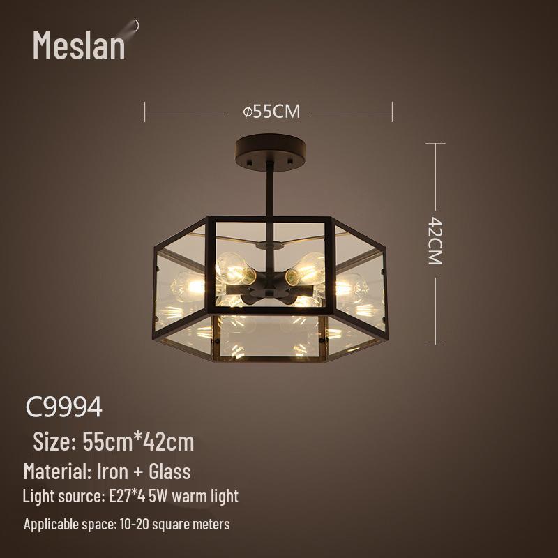 American Retro Industrial Ceiling Light for Bedroom, Dining Room, Balcony, Corridor, Aisle, and Entrance