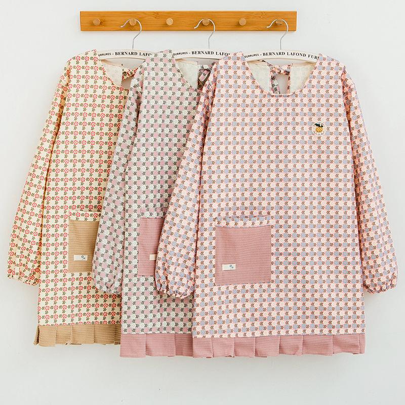 2023 Women's Long Sleeve Printed Kitchen Apron - Oil-Proof Fashion Smock for Cooking