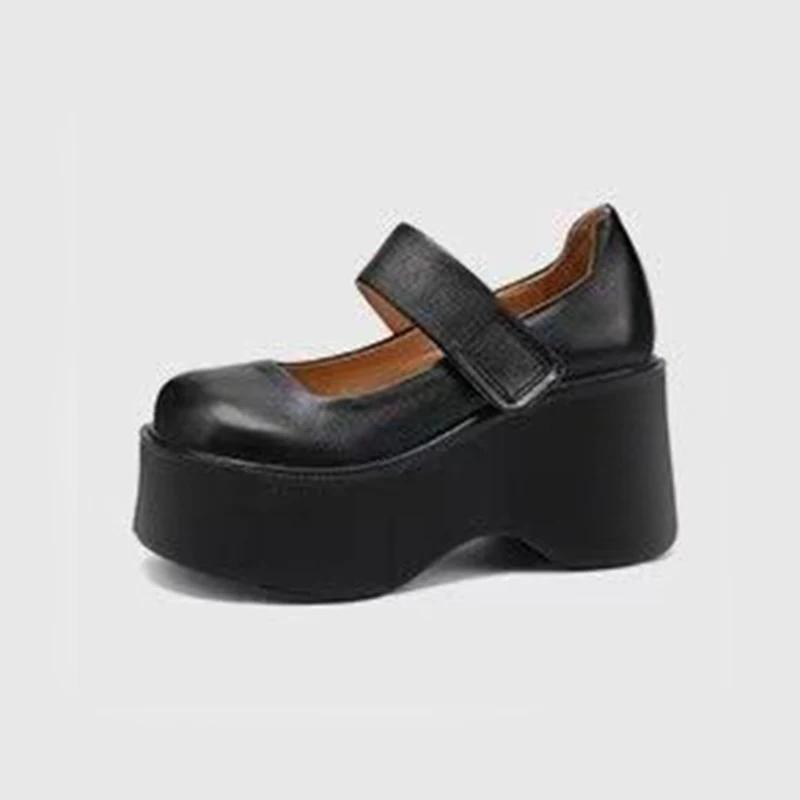 Kwaliteit Selectie Sleehakken Schoenen Voor Vrouwen Herfst Nieuw Casual Platform Schoenen Beknopt Stijlvol Mary Jane Schoenen Zapatos De Mujer 34 zwart