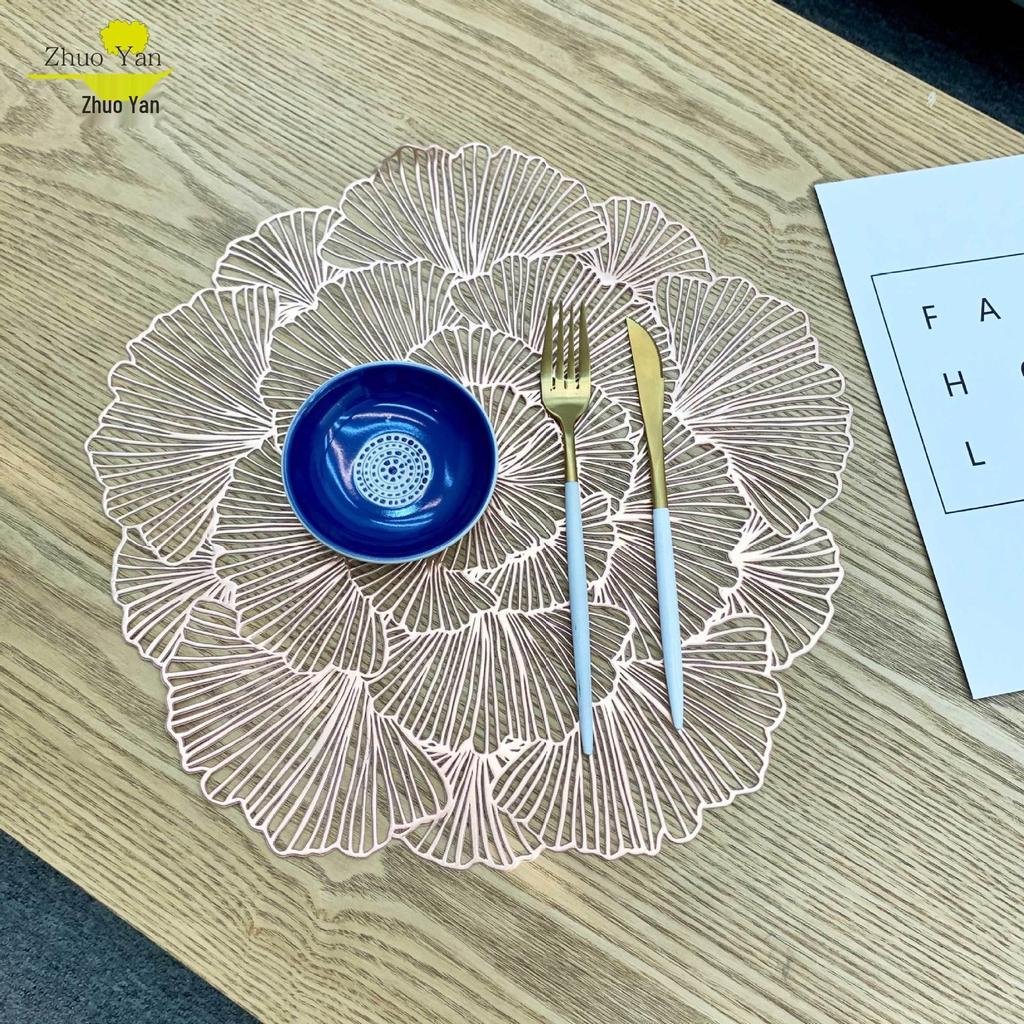 Elegant Light Luxury Round PVC Placemat & Non-Slip Coaster - Heat Resistant, Hollow Design Tableware Mat