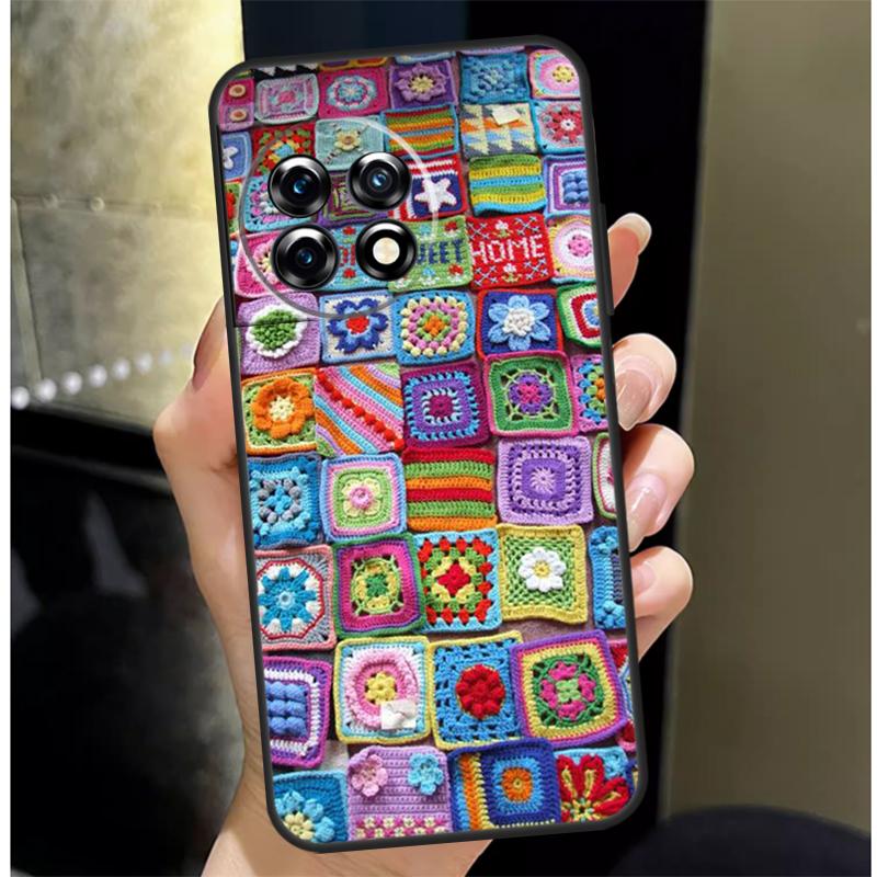 Granny Square Crochet Case For OnePlus Nord N20 N30 CE 5 3 4 Lite OnePlus 15 13 12 11 10 Pro 13R 15R 10T 13T Cover