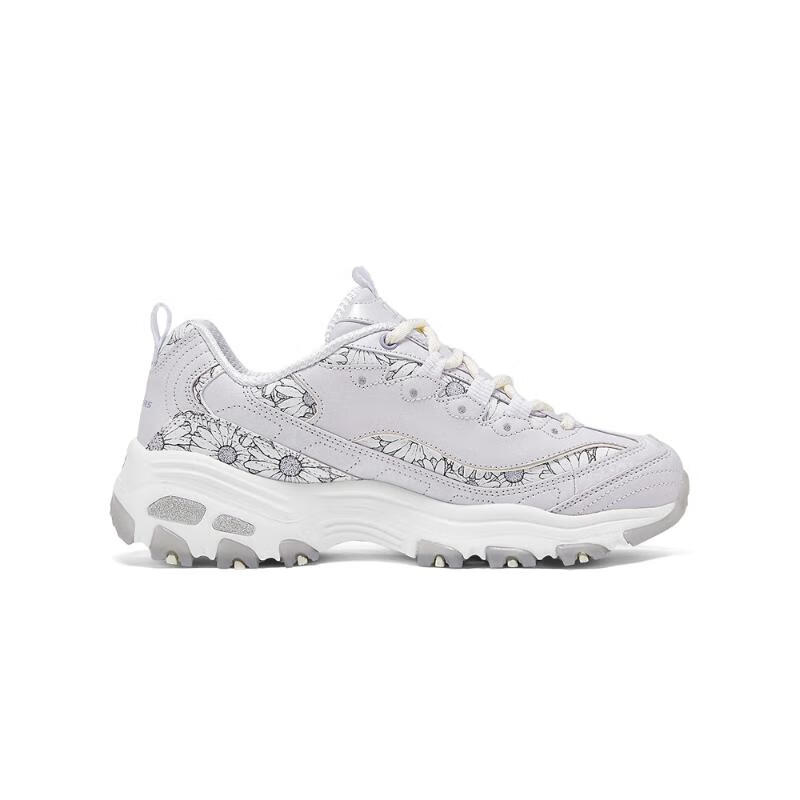 Skechers DLites 1.0 Bequeme Langlebige Low-Top Dad Shoes Damen Sneaker Grau 150538-LGLV