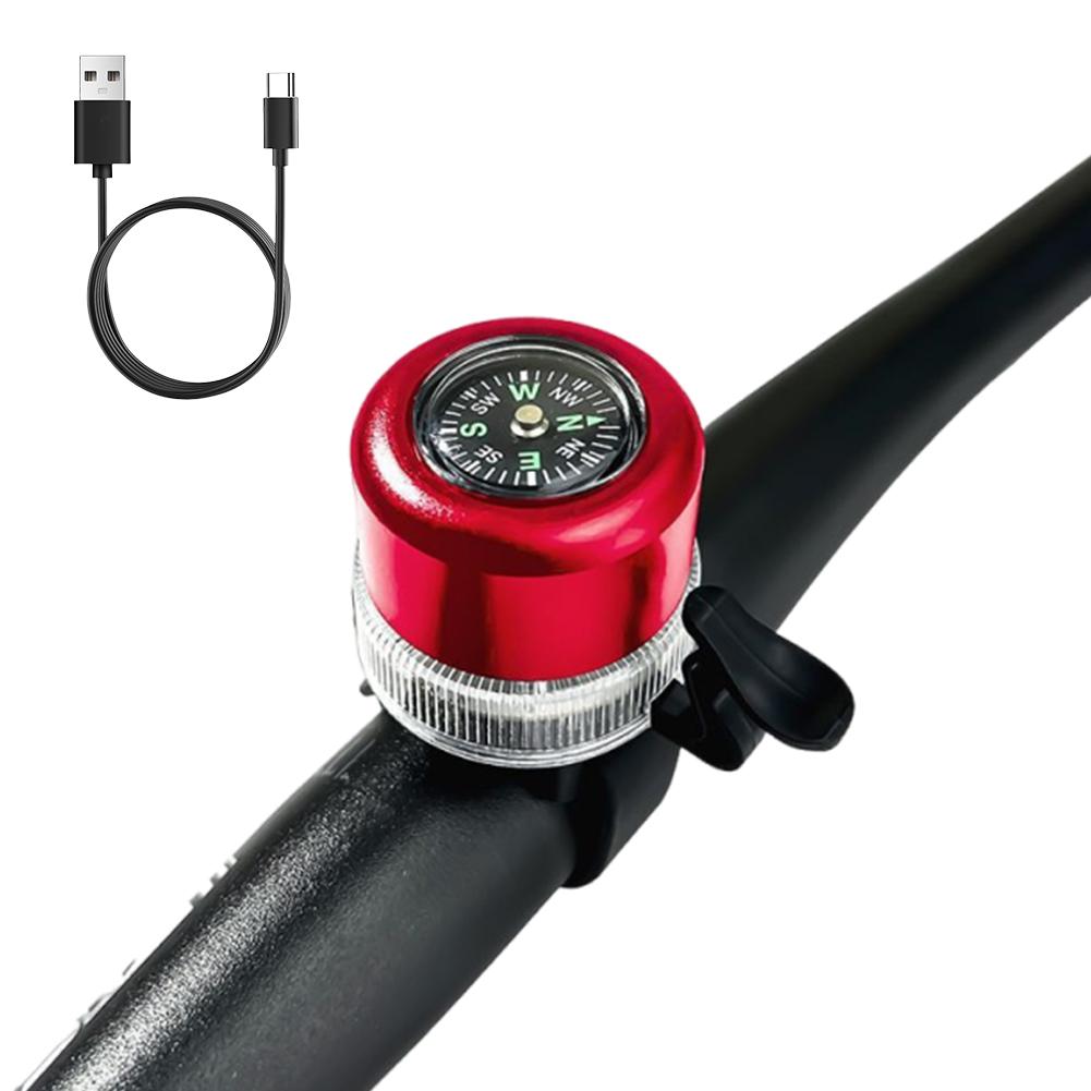 Bike Bell Alert Ring With RGB Light Compas With Charging Cable Sound Ringer Waterproof for BICYCLE Handlebars
