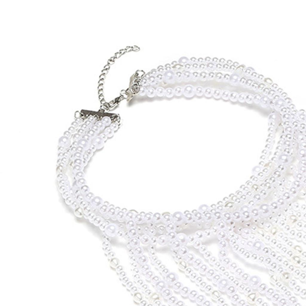 Elegant Waterfall Faux Pearl Necklace Adjustable Clavicle Chain Fashion Jewelry For Evening Parties And Daily Wear