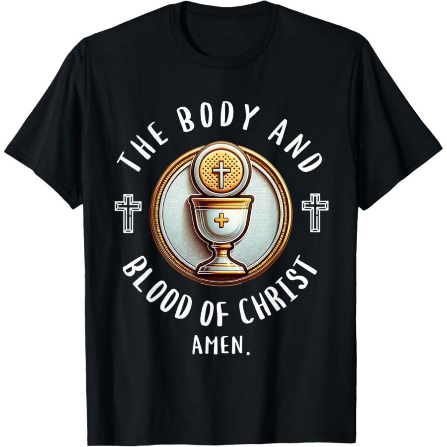 The Body and Blood of Christ First Communion Christian Quote T-Shirt XXXXXL чёрный