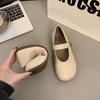 Fairy wind Mary Jane Velcro single shoes 2025 spring new Korean version soft-soled square head shallow mouth flat-soled Doudou shoes