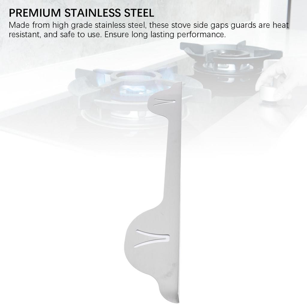 2PCS Stainless Steel Stove Counter Gaps Cover Heat Resistant Stove Gaps Guards Range Trim Kit for Kitchen Silver