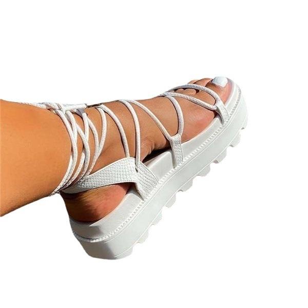 Women's shoes new straps flat-bottomed trendy solid color muffin thick-soled large-size shoes