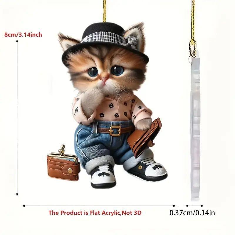 Acrylic Whimsical Cat Car Decoration Charming Bag Accessory Adorable Accent Home