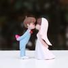 1 Pair Miniature Wedding Cake Toppers Mini Bride Groom Figurine Romantic Kissing Couple Resin Statue for Anniversaries Engagement Party Bridal Shower