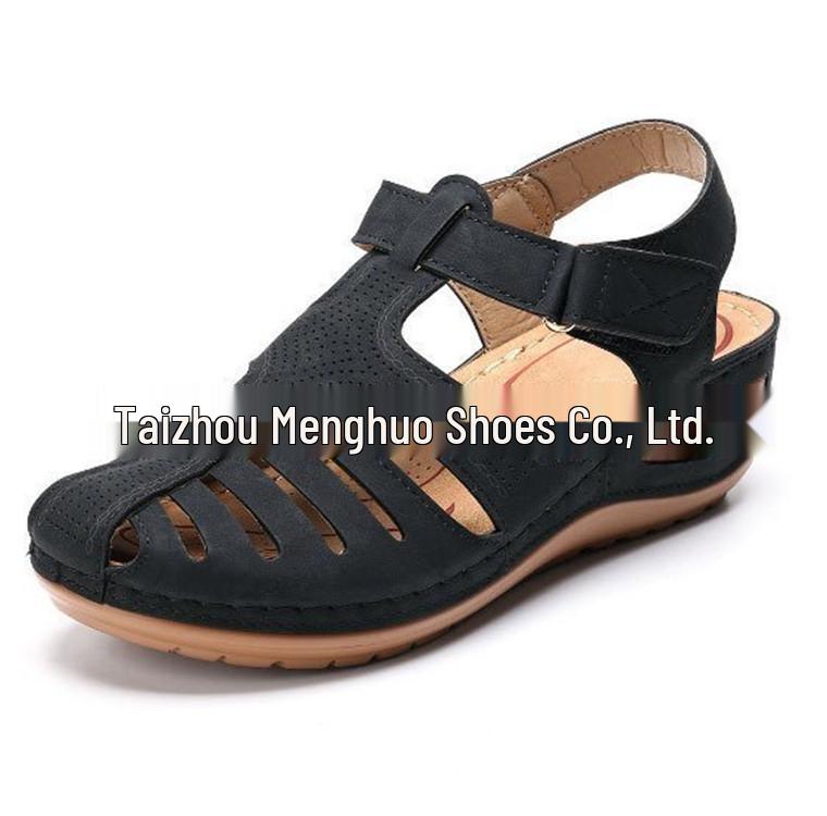 Women's 2020 Wedge Sandals - European & American Style, Casual, Large Size, Solid Color Stitching