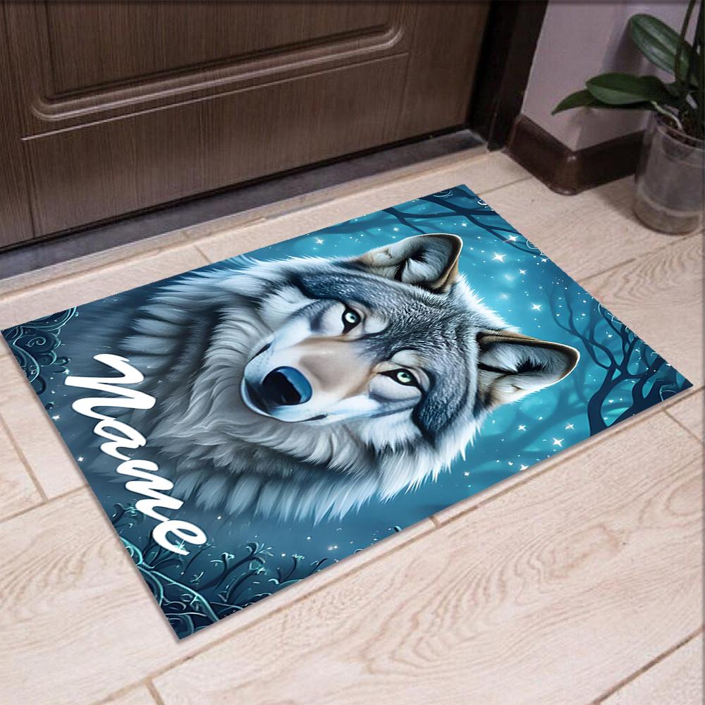 Custom Name Wolf Printed Carpet,Rug for Office Chair Living Room Bedroom Kitchen Room Decor Gifts.