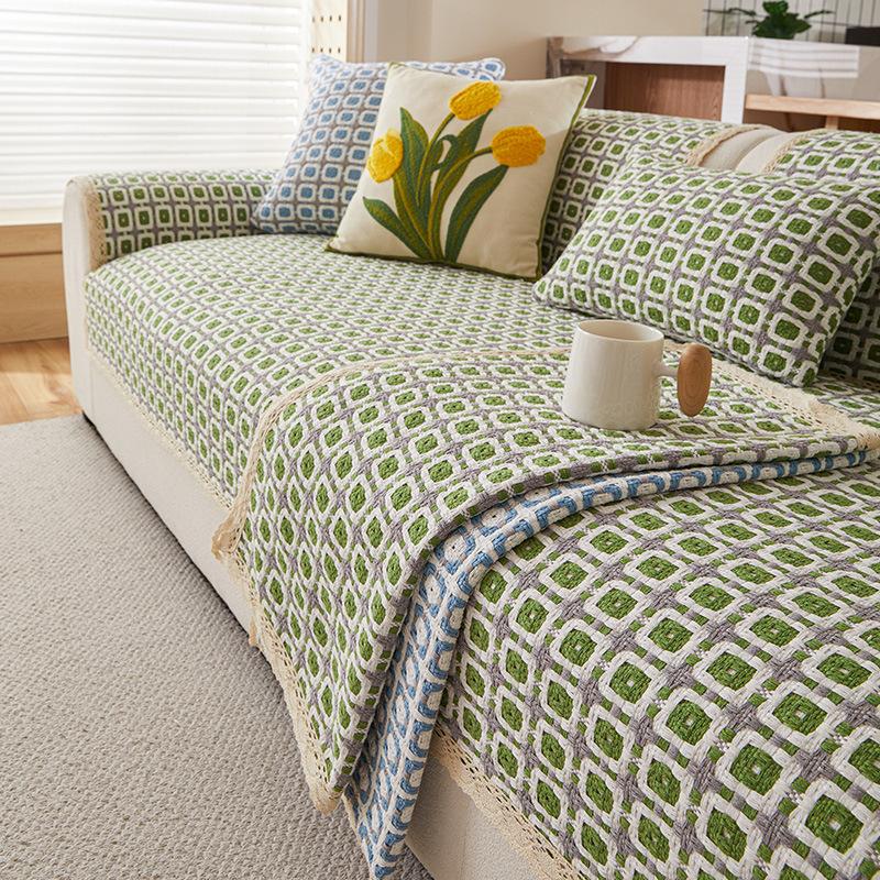 

New Cotton And Linen Sofa Cushion Thickened Four-Season Universal Non-Slip All-Inclusive Sofa Cover Anti-Cat Scratch Sofa Seat Cushion 70*70cm