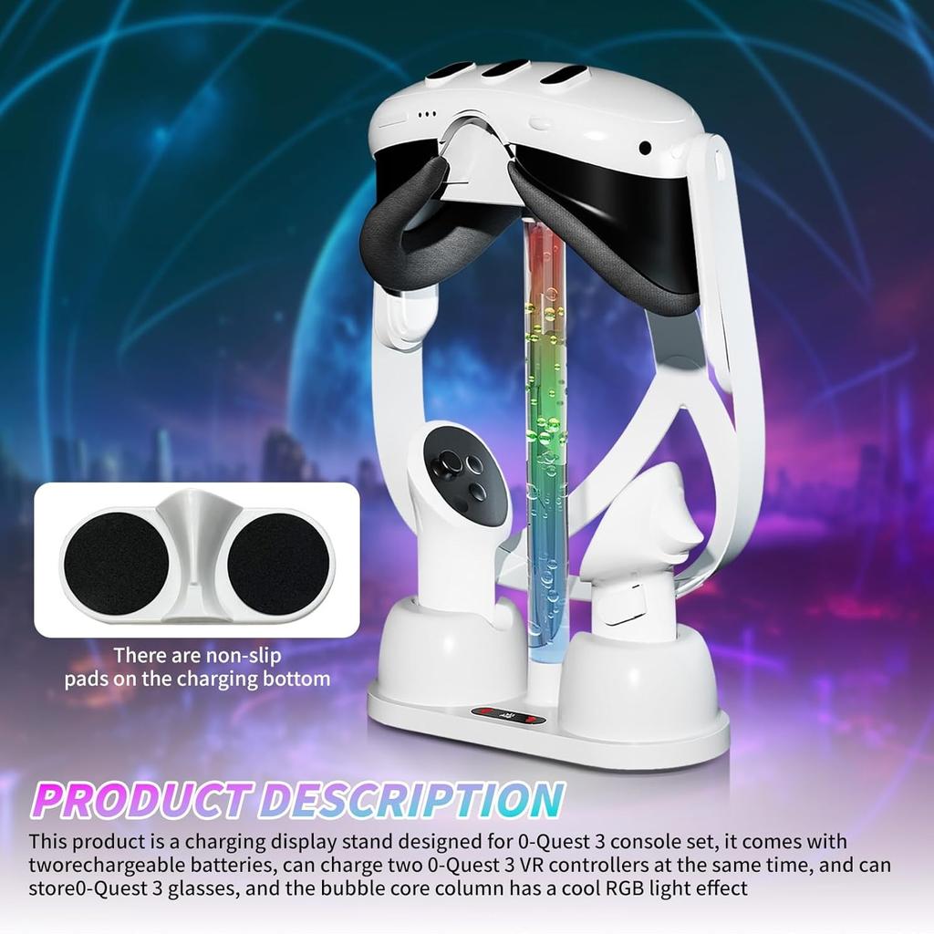 Geeignet für Meta Quest 3 Ladegeräte Geeignet für Meta Quest 3 Ladestation RGB Licht Aufbewahrungshalterung