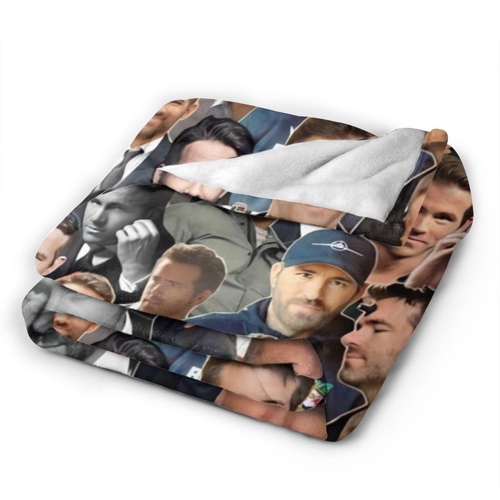 Actor R-Ryan Reynolds Collage Blankets Camping Flannel Throw Blanket For Couch Bed Warm Quality Bedspread Gift Idea