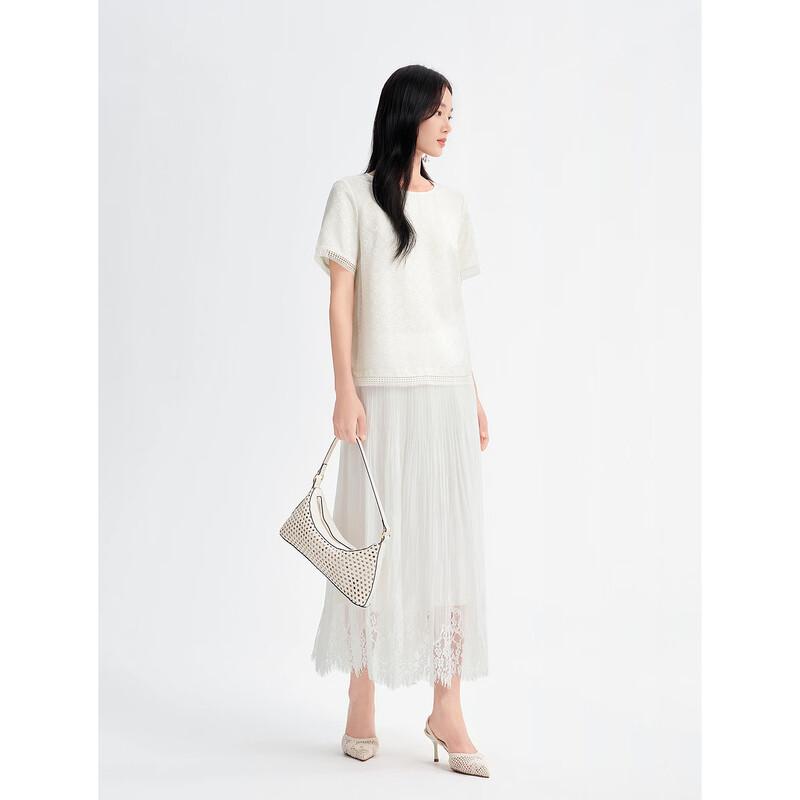 Jiu Zi Anna Kou Women's Silk Jacquard Round Neck Top