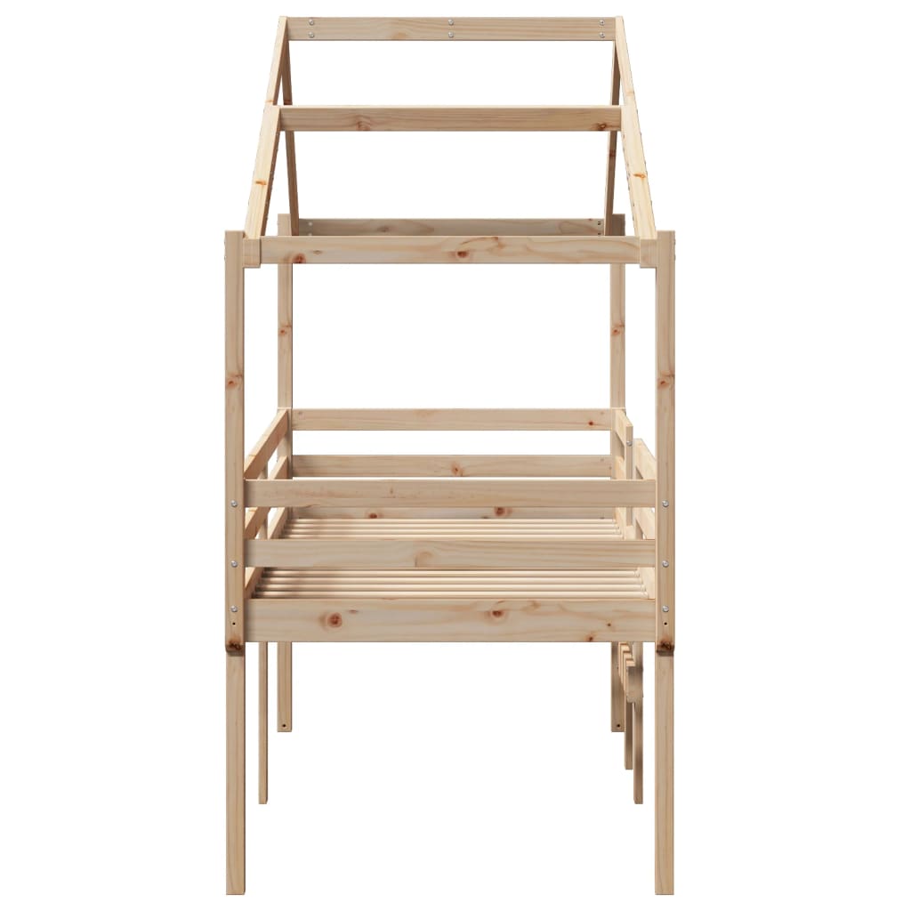 High Bed with Roof 80x200 Cm Solid Pine Wood