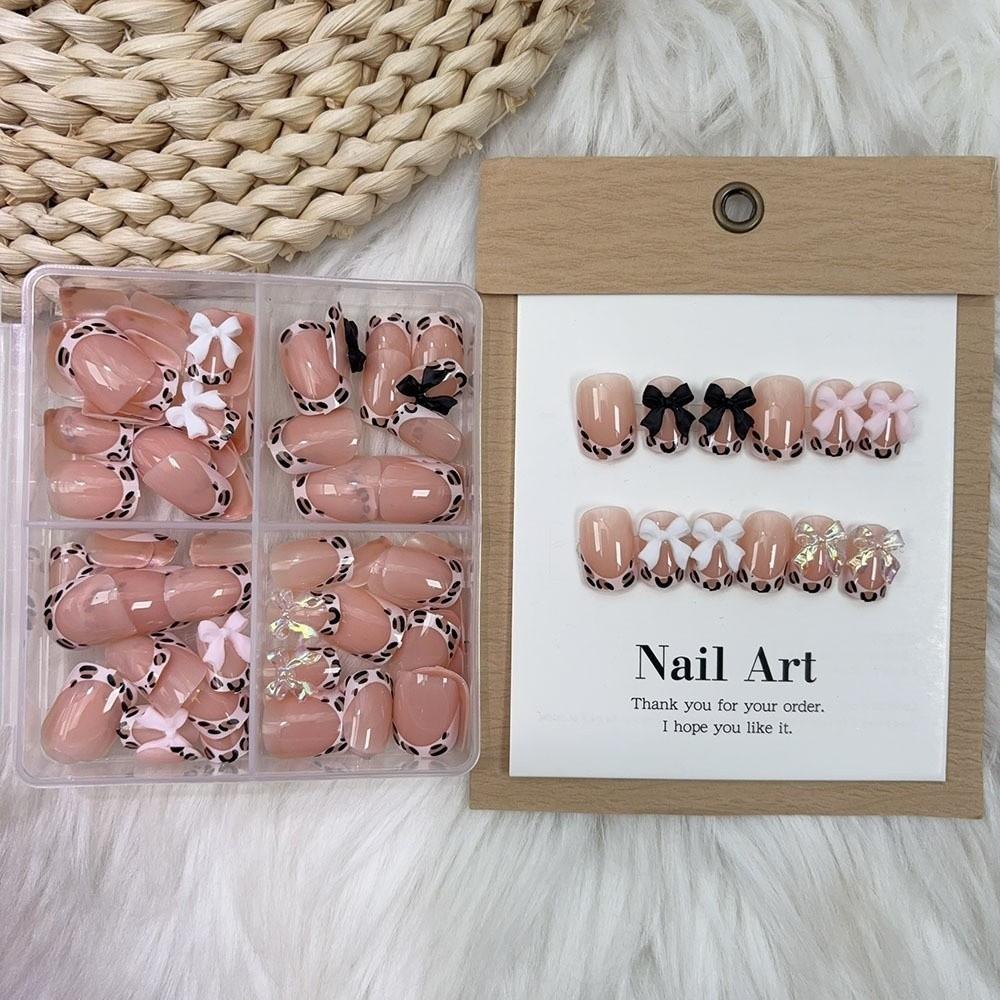 96pcs/Box Leopard Square Head Press On Nails Nail Art Finished Nail Tips  Women/Girls