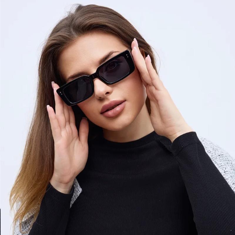 Protective Glasses 2Pcs New Women Imple Style Square Sunglasses Rivet Design Black Leopard Frame Eyewear Female Shades Uv400
