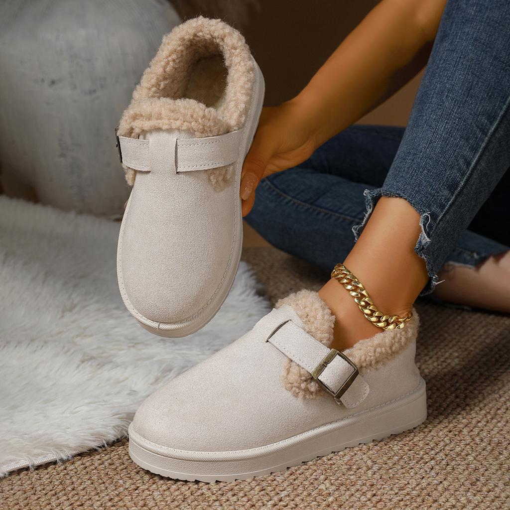 Fashion Winter New Snow Boots Thick-soled Plush Buckle Cotton Shoes Casual Round Head Large Size Snow Boots