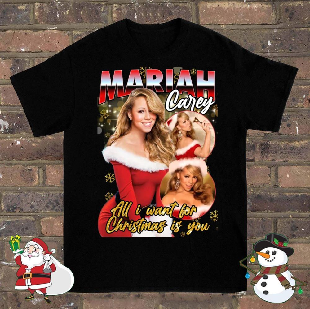 

Mariah Carey All I Want For Christmas is You Black Unisex Sizes S to 4XL NA001 Unisex T-Shirt L