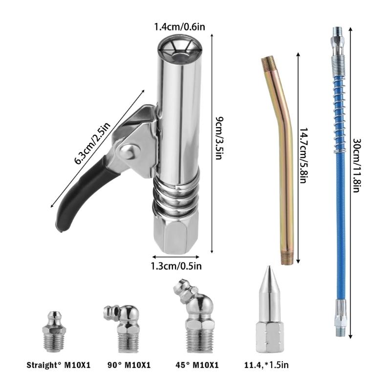 10000PSI Grease Guns Coupler with Easy to Lock Handle Fittings Coupler Quick Release Coupler for 1/8" NPT Grease Guns