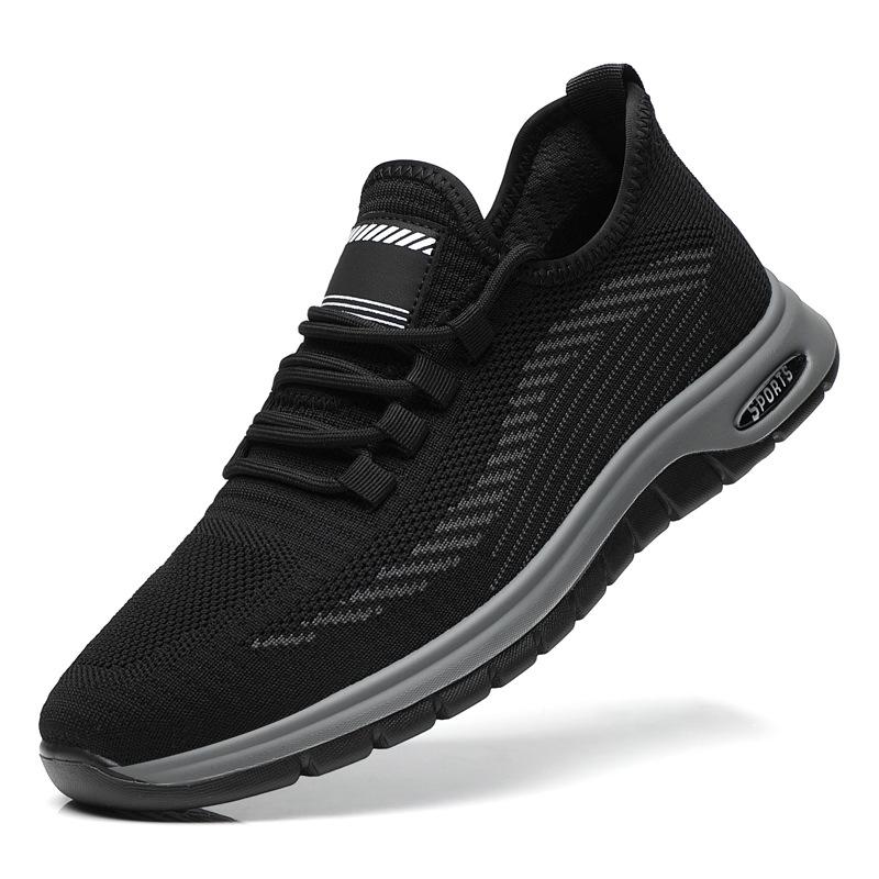 

Мужская обувь 2025 года, кроссовки из дышащей сетки, мужская мягкая подошва, обувь для отцов среднего и пожилого возраста, нескользящие кроссовки 44 чёрный