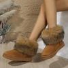 Fashion Luxury Long Plush Decoration Snow Boots Women Non Slip Soft Cotton Shoes Women 2025 Thicken Warm Faux Fur Ankle Boots Plus Size