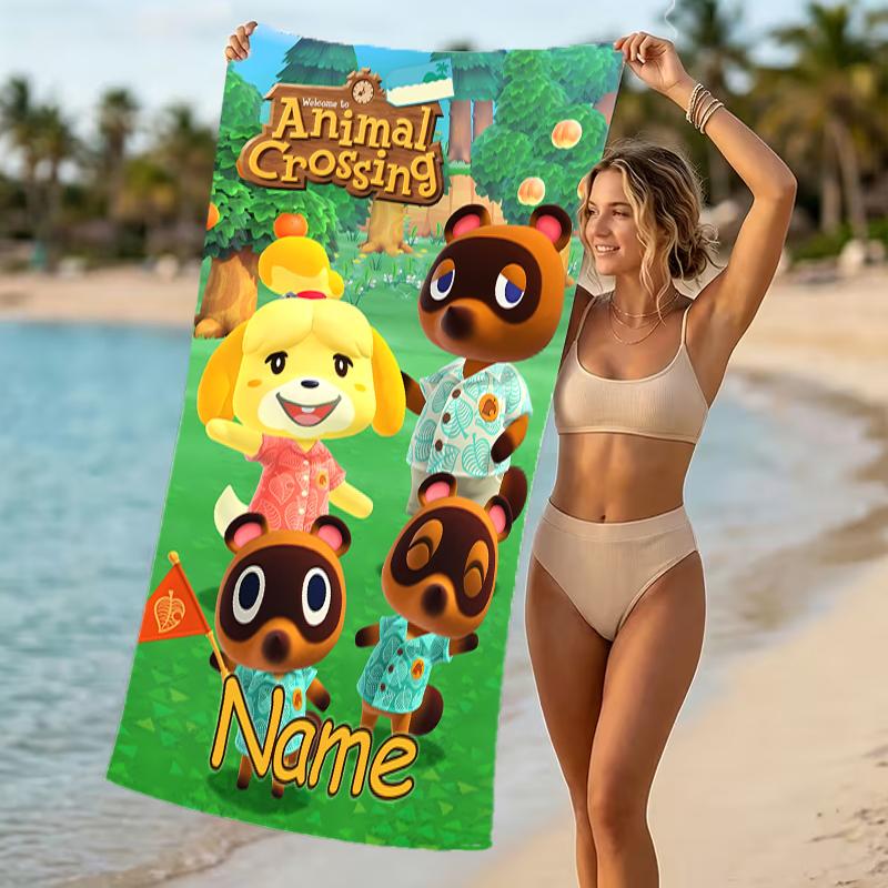 Customizable personalized beach towels Animal Crossing themed designs.Suitable for the beach, yoga, sports;ideal as beach accessories