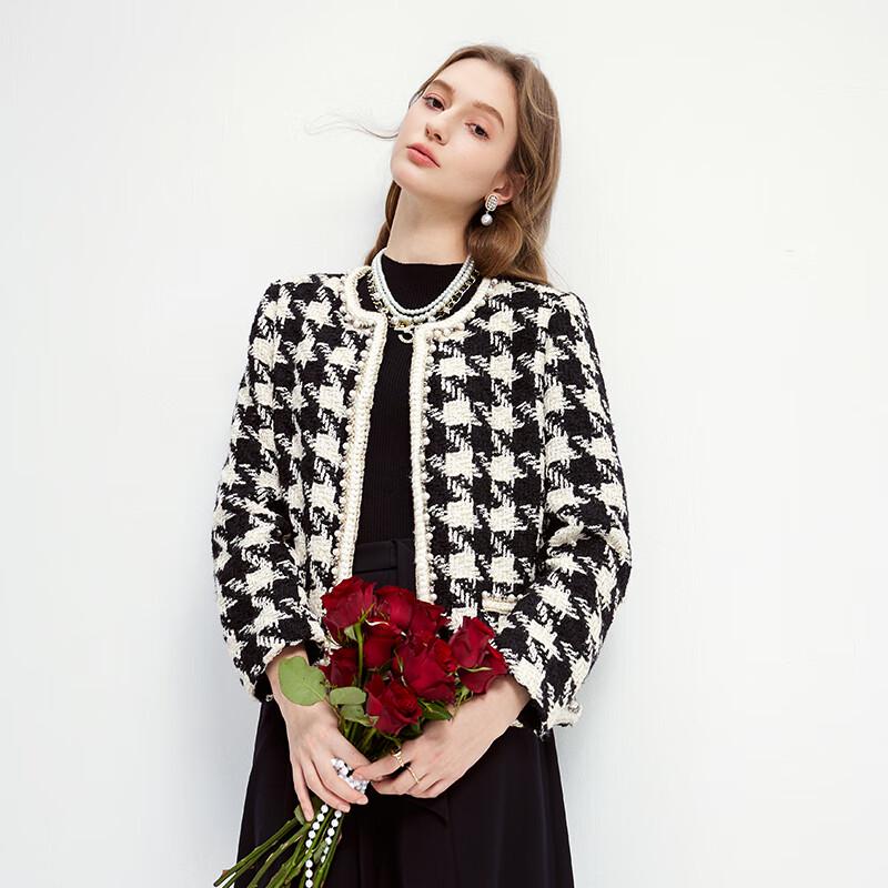 

Женский элегантный жакет H-силуэта в гусиную лапку от Qiusbiyiren M