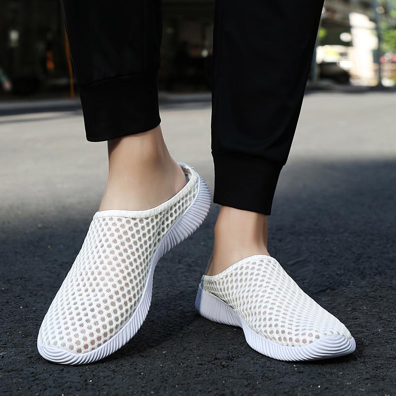 Mesh Half-slippers Breathable Men's Flats Women Walking Shoes Soft Slip-ons Casual Flat Shoes Lightweight Leisure Shoes