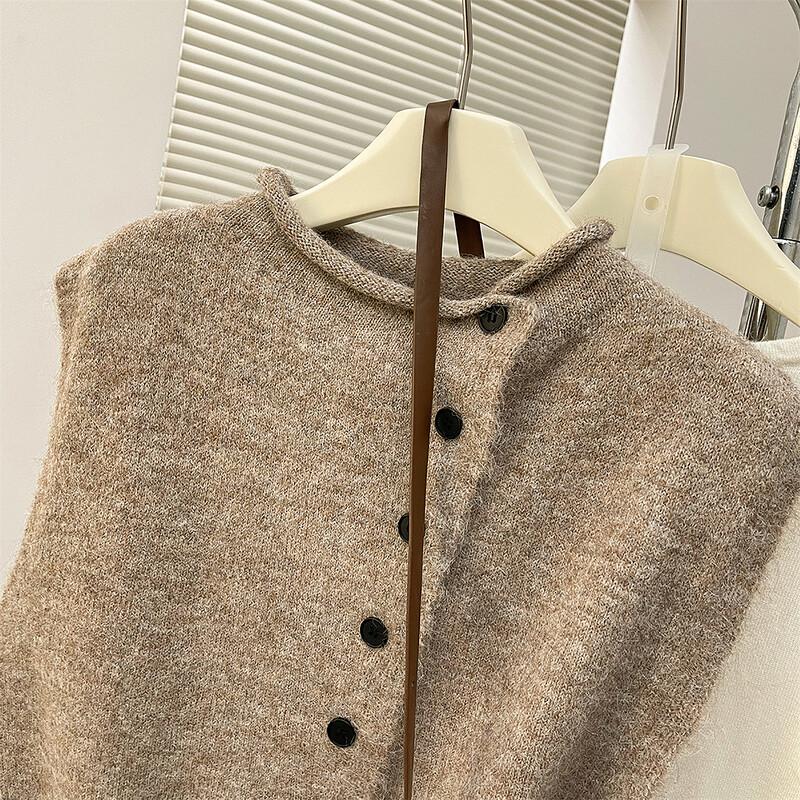 TonLion Women's Simple Asymmetrical Cardigan Vest