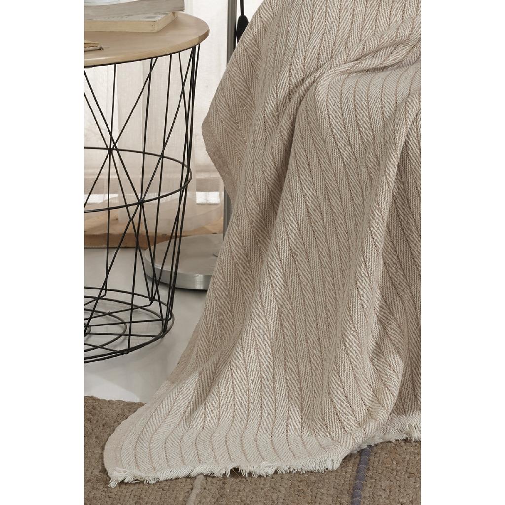 Vera Beżowy Fotel Narzuta na fotel Szal 150 x 200 cm Koc pod telewizor Rzut bawełniany