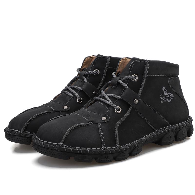 Handmade Leather Casual Shoes For Men Sneakers Men Flat Footwear Leather Boots Men Ankle Outdoor Walking Plus Size 38-48