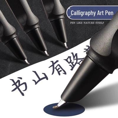 Curved Nib Fountain Pen for Students - Gold Style Calligraphy Pen with Replaceable Ink Cartridges