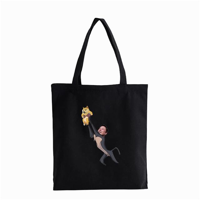 Dogecoin et elon sac à provisions hommes sac à bandoulière Dogecoin Elon musc drôle anime femmes sac à main sac en toile Bolsas