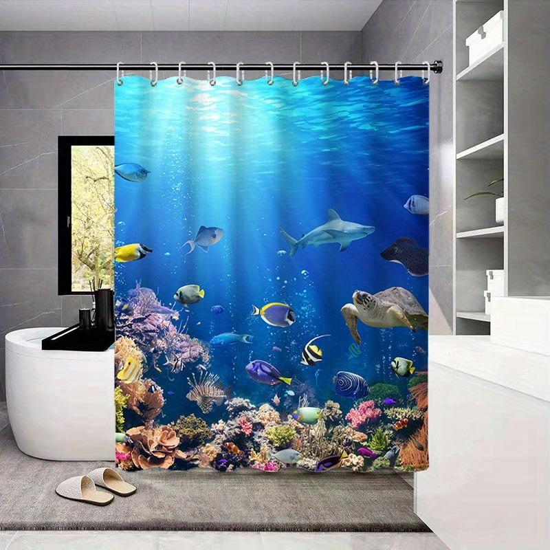 1Pc Vibrant Shower Curtain Polyester - With Hooks Waterproof Mildew Proof Easy Install Washable