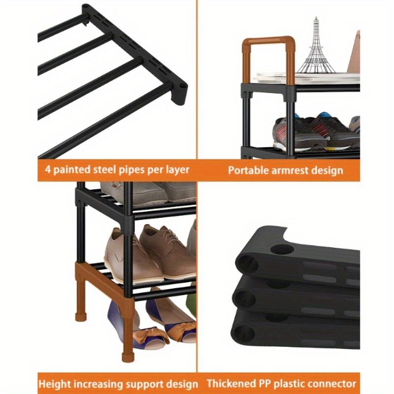 1 st 6-vånings stapelbart skoställ, Svart Metall och Plast Fristående Skoförvaring för Hall Sovrum Golv Utomhus, Utrymmesbesparande Förvaringshylla