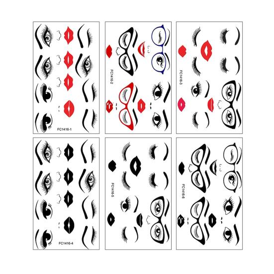 

6 Sheets Face Stickers Lips Eyes Eyebrows Nose Decals Self Adhesive Woman
