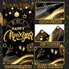 New Years Decorations 2026 Door Cover, Black and Gold Happy New Year Door Banner NYE Front Porch Hang Door Cover, NYE Door Banner for New Year Eve