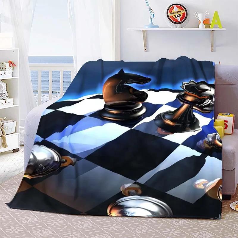 Chess Printed Flannel Blanket Chess Lovers Gift Blanket Blanket
