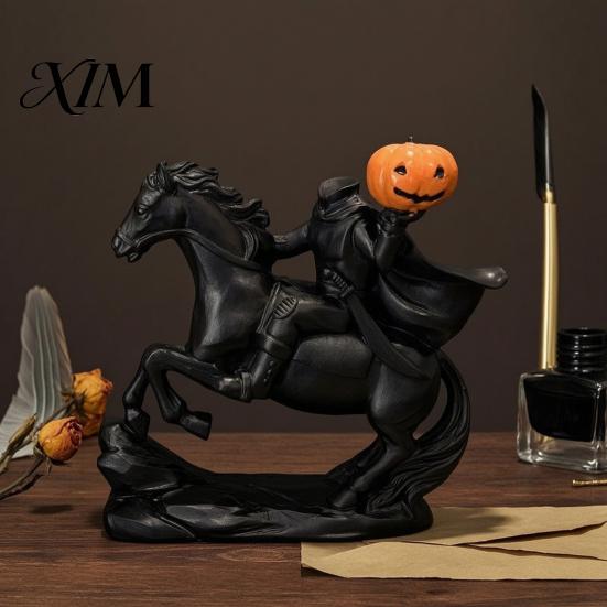 Kopfloser Reiter Statue Statue, Halloween Thema Vintage Bronze Harz Figur, Horror Sammlerstücke Gotisches Tischplatten Ornament für Saisonales Zuhause