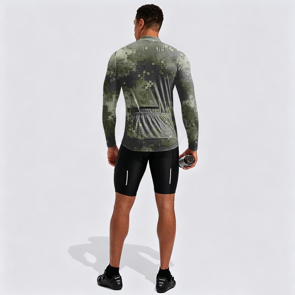 Herren Langarm Fahrradtrikot Atmungsaktiv Schnelltrocknend Halber Reißverschluss Pullover Leichtes Sportoberteil für Outdoor-Sportarten