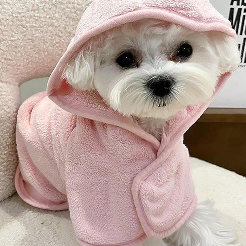 1 pièce Robe de bain pour animal de compagnie avec capuche, Plusieurs tailles et couleurs disponibles, Serviettes pour chiots, Serviettes pour animaux de compagnie, Accessoires pour chiens, Serviettes pour chats, Serviettes pour chiens