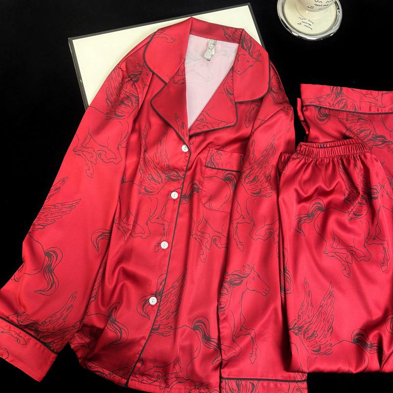 Yase Pegasus Year of the Horse Ice Silk Luxury Couple Pajama Set M