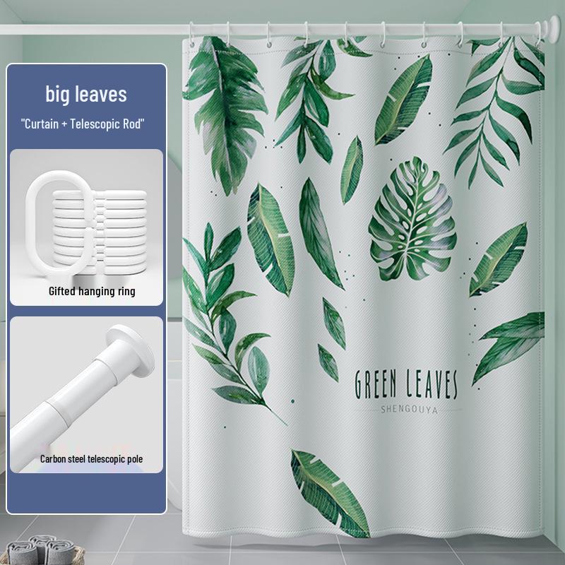 High-End Minimalist Floral Shower Curtain Set: Lazy-Style, Thickened, Waterproof, Mildew & Wrinkle Resistant.