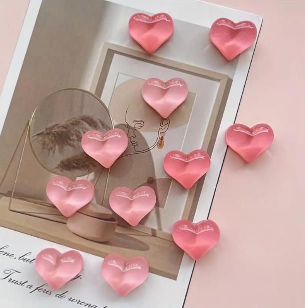 10pcs Adorable 3D Heart Fridge Magnets Resin Refrigerator Stickers Aesthetic Kitchen Decor Magnetic Whiteboard Decor for Girls